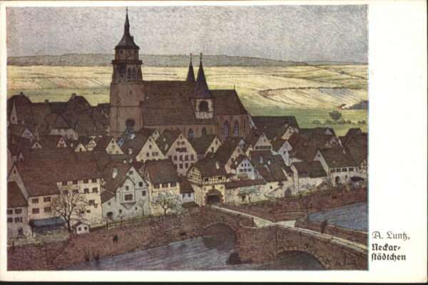 Kuenstlerkarte A. Luntz Neckarstädchen