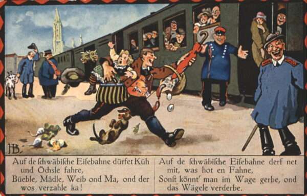 Kuenstlerkarte Hans Boettcher Schwäbische Eisenbahn Ba