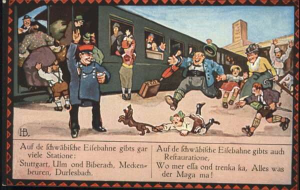 Kuenstlerkarte Hans Boettcher Schwäbische Eisenbahn Ba
