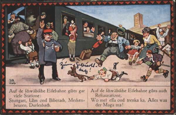 Kuenstlerkarte Hans Boettcher Schwäbische Eisenbahn Ba