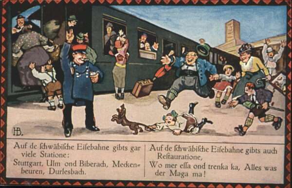 Kuenstlerkarte Hans Boettcher Schwäbische Eisenbahn Ba