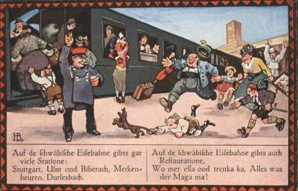 Kuenstlerkarte Hans Boettcher Schwäbische Eisenbahn Ba