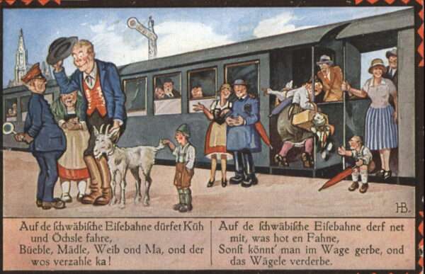 Kuenstlerkarte Hans Boettcher Schwäbische Eisenbahn Ba