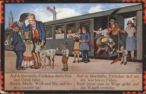 Kuenstlerkarte Hans Boettcher Schwäbische Eisenbahn Ba