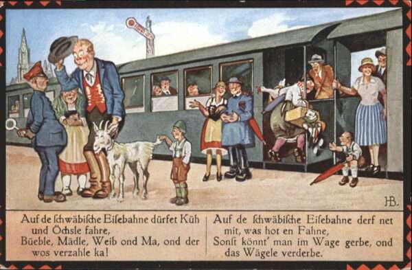 Kuenstlerkarte Hans Boettcher Schwäbische Eisenbahn Ba