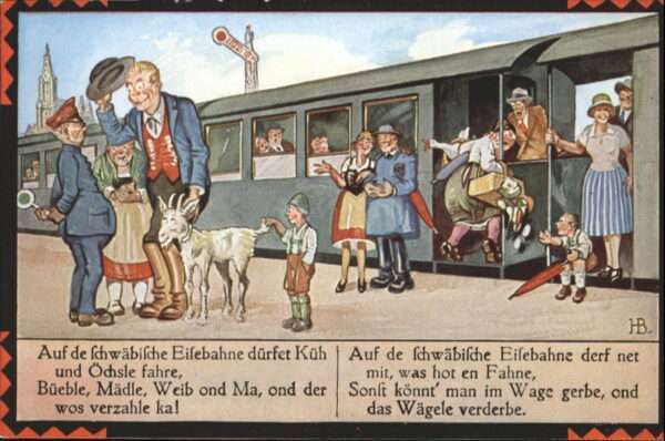 Kuenstlerkarte Hans Boettcher Schwäbische Eisenbahn Ba