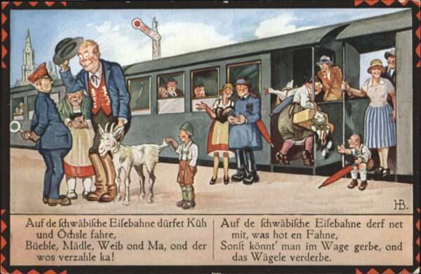 Kuenstlerkarte Hans Boettcher Schwäbische Eisenbahn Ba