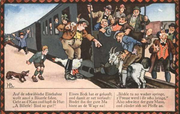 Kuenstlerkarte Hans Boettcher Schwäbische Eisenbahn Ba