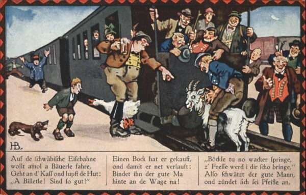 Kuenstlerkarte Hans Boettcher Schwäbische Eisenbahn Ba