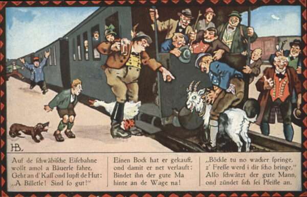 Kuenstlerkarte Hans Boettcher Schwäbische Eisenbahn Ba