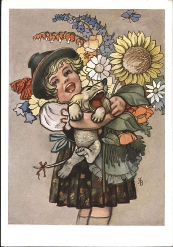 Boettcher Hans Stuttgart Kind Hund Blumen
