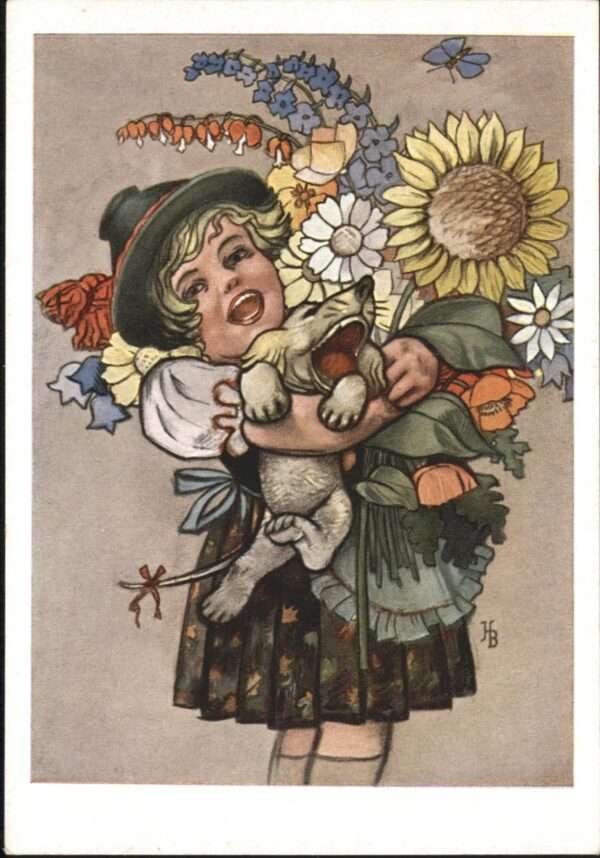 Boettcher Hans Stuttgart Kind Hund Blumen
