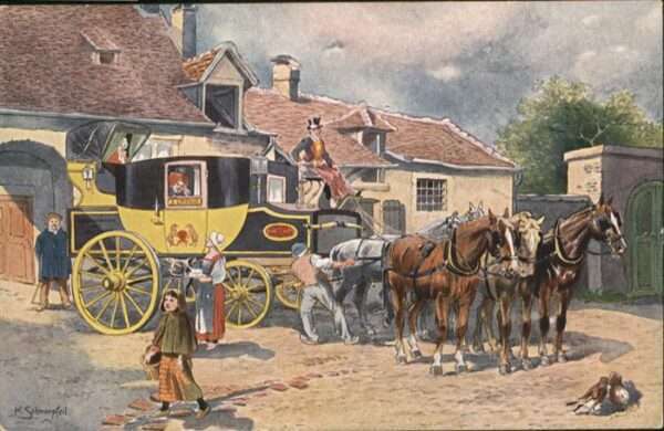 Postkutsche Französische Eilpost 1840 Künstler K. S