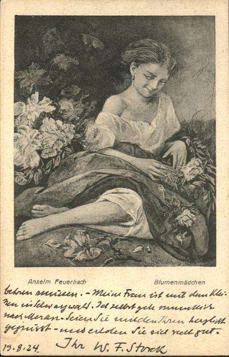 Kuenstlerkarte Anselm Feuerbach Blumenmädchen