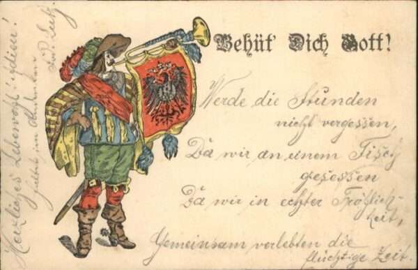 Trompeter Scheffel Behüt dich Gott Prägedruckkarte