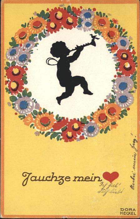 Scherenschnitt Schattenbildkarte Künstler Dora Heckel