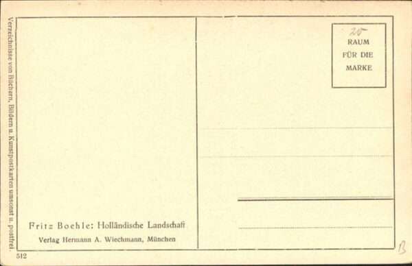 Kuenstlerkarte Fritz Boehle Holländische Landschaft – Bild 2