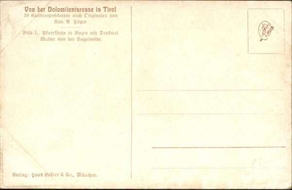 Bozen Suedtirol Pfarrkirche Künstlerpostkarte R.A. Höge – Bild 2