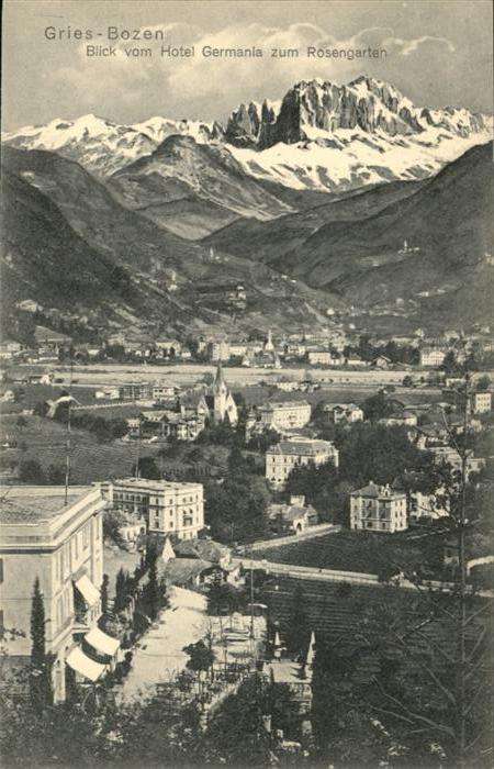 Gries-Quirein Bozen Rosengarten Blick vom Hotel Germania