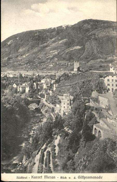 Meran Merano Blick von der Gilfpromenade