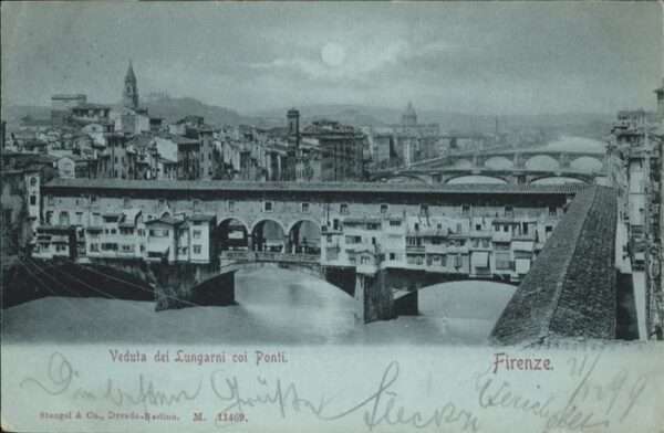 Firenze Florenz Veduta dei Lungarni coi Ponti