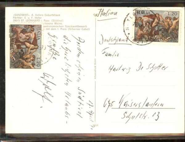 St Leonhard Passeier Sandwirt A. Hofers Geburtshaus Pächter – Bild 2