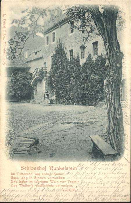 Bozen Suedtirol Schlosshof Runkelstein Scheffel Spruch