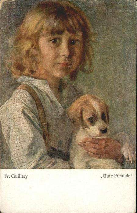 Hunde Künstler Fr. Guillery Gute Freunde Kind