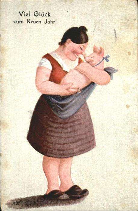 Neujahr Frau Ferkel Schwein