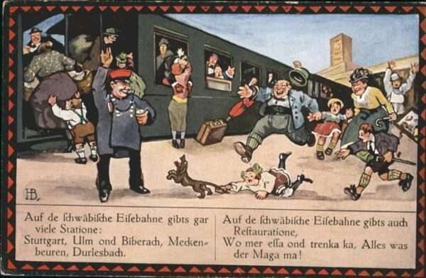 Kuenstlerkarte H. B. Schwäbische Eisenbahn