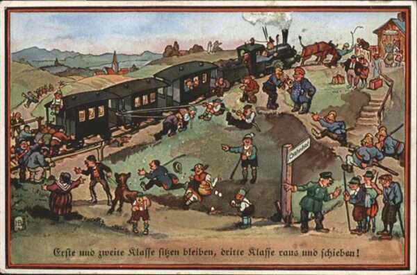 Kuenstlerkarte H. B. Schwäbische Eisenbahn Humor