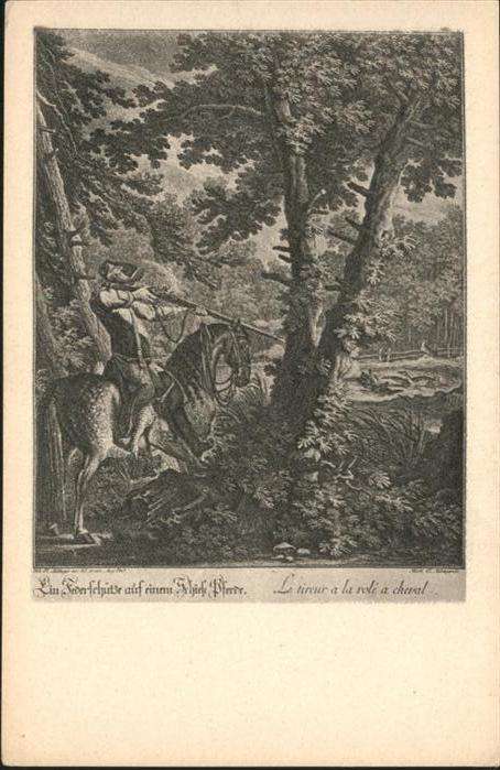 Kuenstlerkarte nach dem Kupferstich Johann Elias Ridin