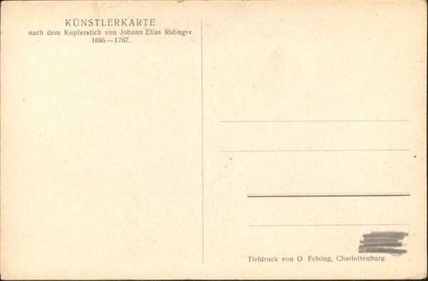 Kuenstlerkarte nach dem Kupferstich Johann Elias Ridin – Bild 2