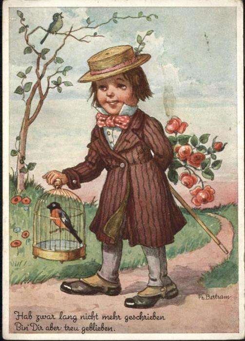 Poesie Vogel Rosen Künstler F. Bertram