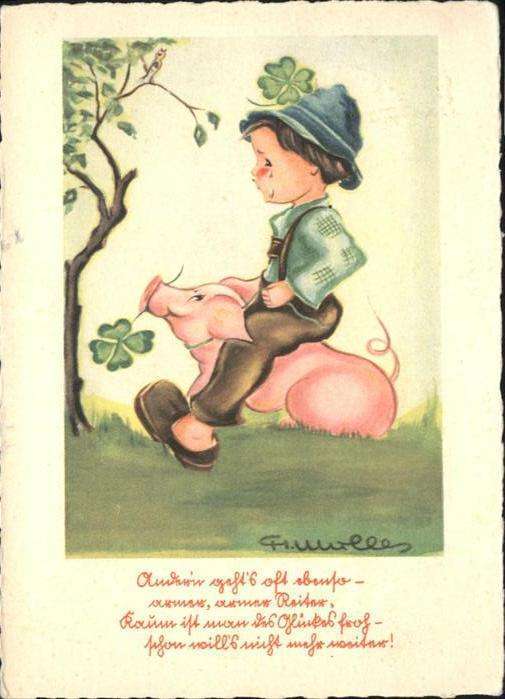 Baby Nursery Bebe Schwein Kleeblatt Vers