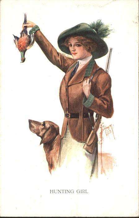 Jagd Jägerin Vogel Hunting Girl