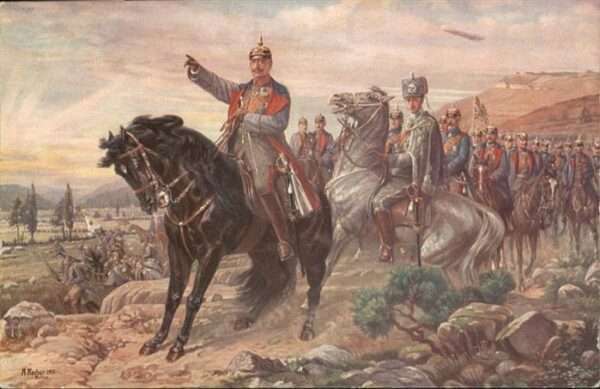 Wilhelm II Soldaten Pferde Künstler A. Fischer Rot