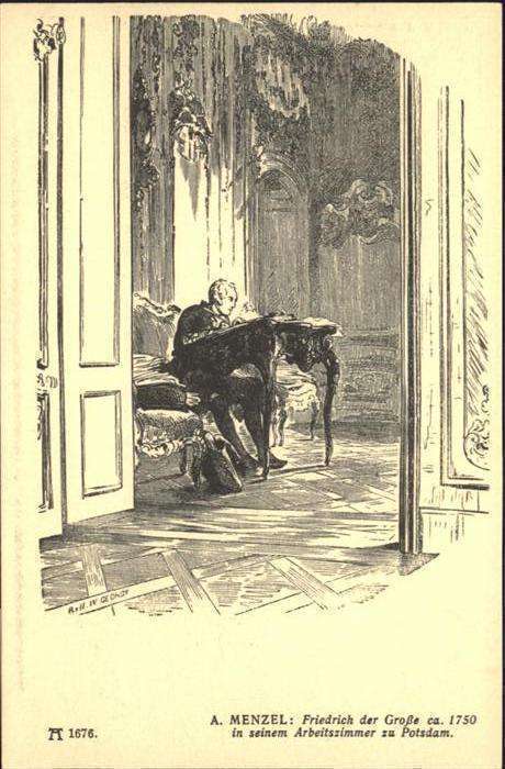 Menzel A. Friedrich d. Gr. 1750 Arbeitszimmer Pot