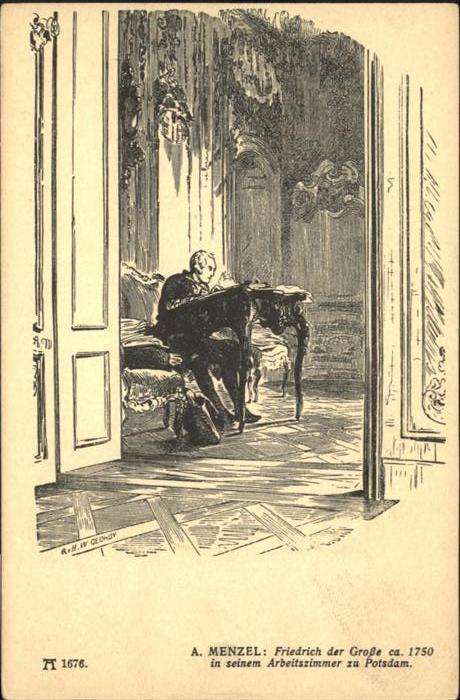 Menzel A. Friedrich d. Gr. 1750 Arbeitszimmer Pot
