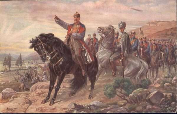 Wilhelm II Soldaten Pferde Künstler A. Fischer Rot