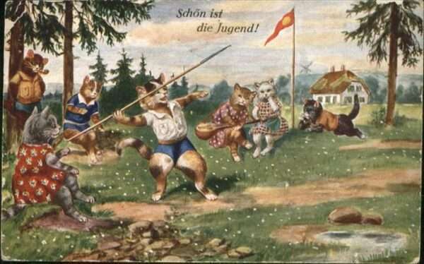 Katzen vermenschlicht Sport