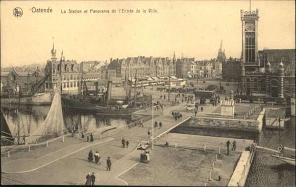 Ostende Oostende Station Entree Ville Brücke Schiff