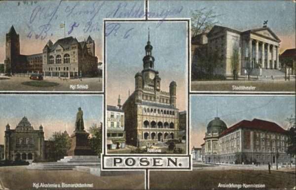 Posen Poznan Stadttheater Schloss Bismarck Denkmal