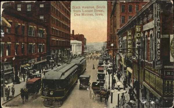 Des Moines Iowa Sixth Avenue Strassenbahn Kutsche