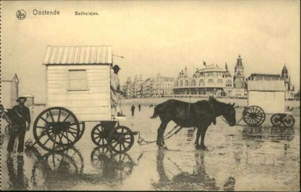 Oostende Ostende Badhuisjes Pferdewagen