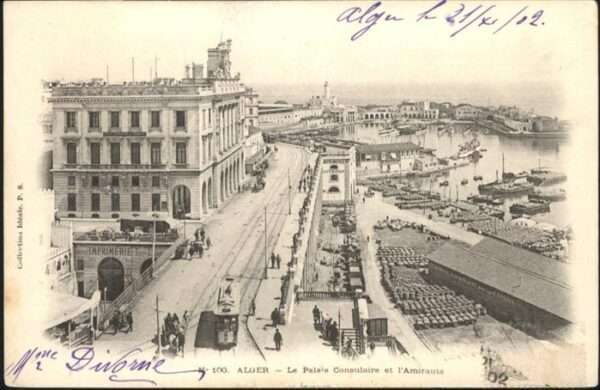 Alger Algerien Palais Consulaire Strassenbahn Kutsche