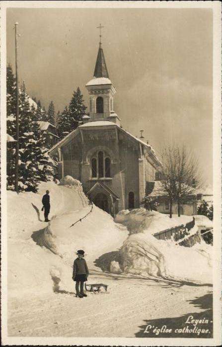 Leysin Eglise Winter Schlitten