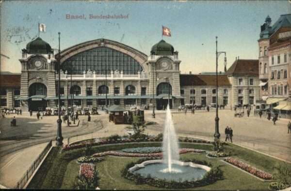 Basel BS Bundesbahnhof Springbrunnen Kutsche