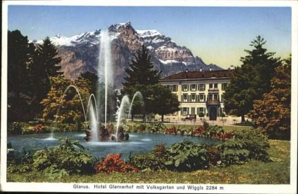 Glarus GL Hotel Glarnerhof Volksgarten Springbrun