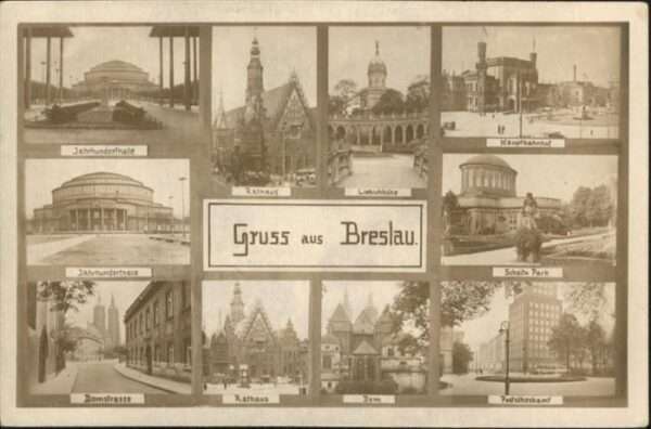 Breslau Niederschlesien Hauptbahnhof Postcheckamt Dom Rathaus D